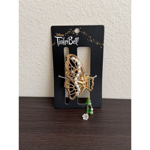 Disney Peter Pan Tinker Bell Golden Butterfly Claw Hair Clip with Charm